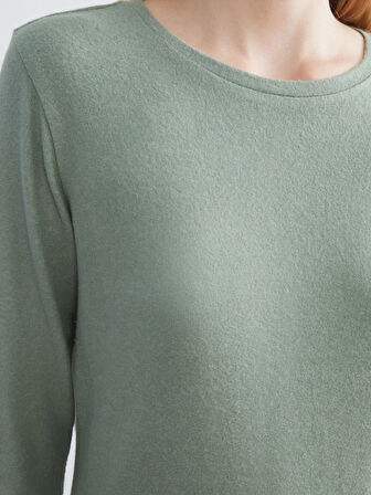 LCWAIKIKI Basic Yeşil Bisiklet Yaka Kadın Body