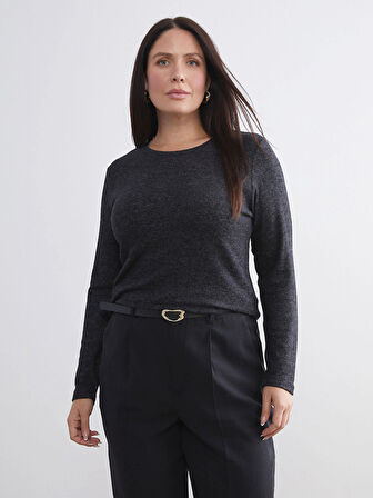 LCWAIKIKI Basic Siyah Bisiklet Yaka Kadın Body