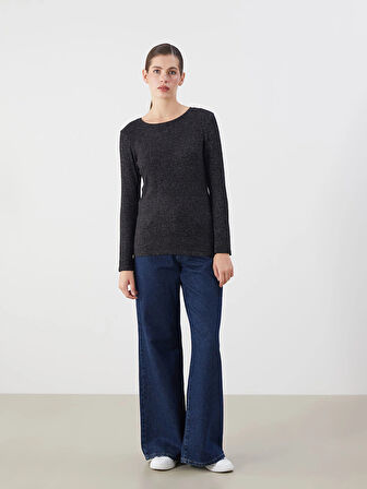 LCWAIKIKI Basic Siyah Bisiklet Yaka Kadın Body