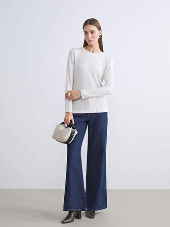 LCWAIKIKI Basic Bej Bisiklet Yaka Kadın Body