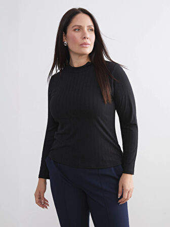 LCWAIKIKI Basic Siyah Dik Yaka Kadın Body