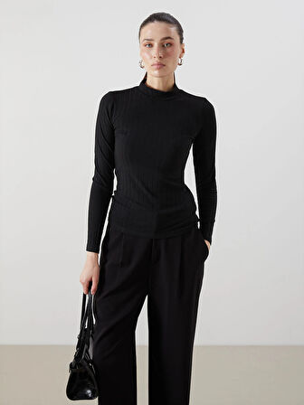 LCWAIKIKI Basic Siyah Dik Yaka Kadın Body