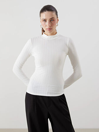 LCWAIKIKI Basic Ekru Dik Yaka Kadın Body