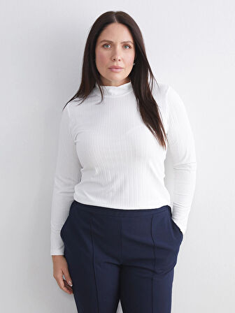 LCWAIKIKI Basic Ekru Dik Yaka Kadın Body