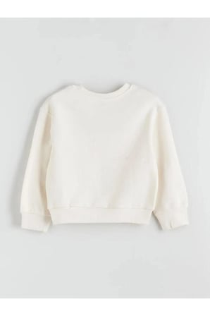 Bisiklet Yaka Çiçekli Kız Çocuk Sweatshirt (W5)