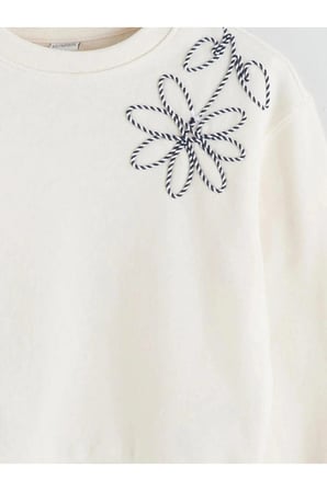 Bisiklet Yaka Çiçekli Kız Çocuk Sweatshirt (W5)