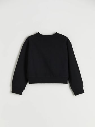 LCW Kids Siyah Bisiklet Yaka Kız Çocuk Sweatshirt