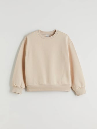 LCW Kids Bej Bisiklet Yaka Kız Çocuk Sweatshirt
