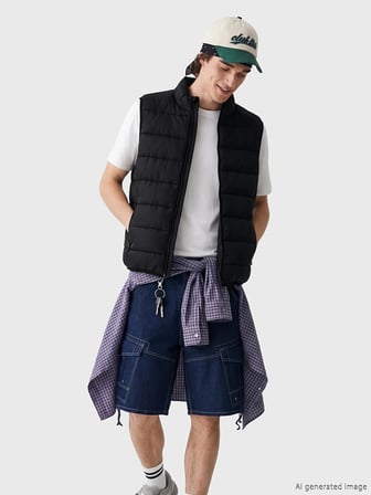 XSIDE Siyah Slim Fit Dik Yaka Erkek Şişme Yelek
