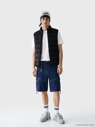 XSIDE Siyah Slim Fit Dik Yaka Erkek Şişme Yelek