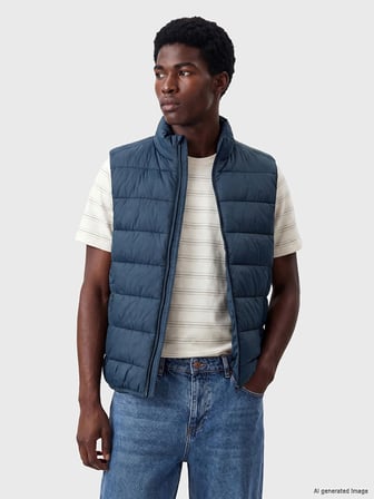 XSIDE Lacivert Slim Fit Dik Yaka Erkek Şişme Yelek