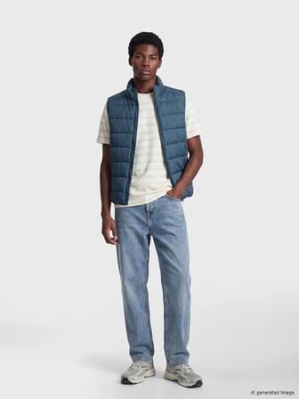 XSIDE Lacivert Slim Fit Dik Yaka Erkek Şişme Yelek