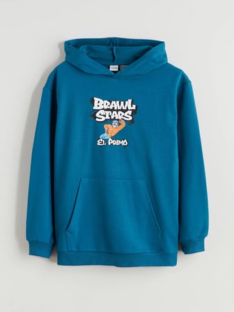 LCW Kids Petrol Kapüşonlu Brawl Stars Baskılı Erkek Çocuk Sweatshirt