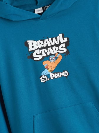 LCW Kids Petrol Kapüşonlu Brawl Stars Baskılı Erkek Çocuk Sweatshirt
