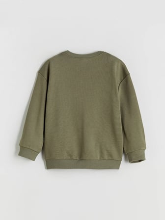 LCW Kids Haki Bisiklet Yaka Dinozor Baskılı Erkek Çocuk Sweatshirt ve Eşofman Altı 2'li Takım