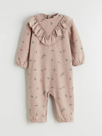 LCW baby Kahverengi Fırfır Detaylı Kız Bebek Tulum