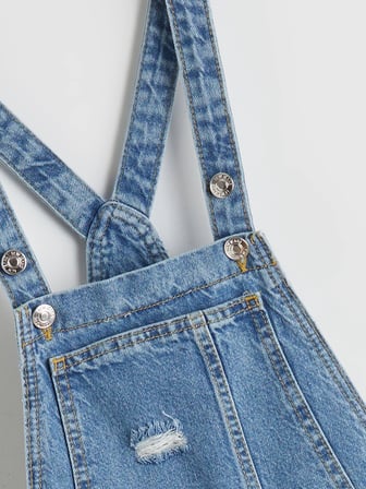 LCW Kids İndigo Kare Yaka Kız Çocuk Jean Salopet