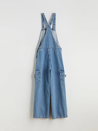 LCW Kids İndigo Kare Yaka Kız Çocuk Jean Salopet