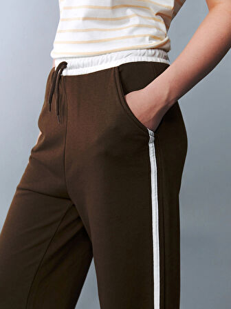 LCW Teen Kahverengi Beli Lastikli Genç Kız Eşofman Altı