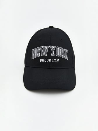 LCW ACCESSORIES Siyah New York Nakışlı Kadın Kep Şapka