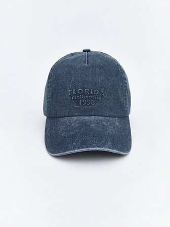 LCW ACCESSORIES Mavi Yazı Nakışlı Kadın Kep Şapka