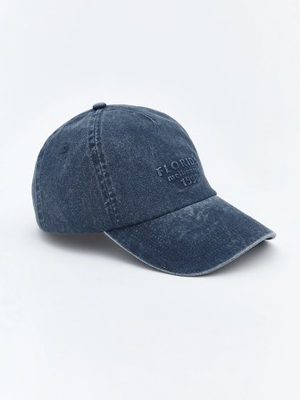 LCW ACCESSORIES Mavi Yazı Nakışlı Kadın Kep Şapka