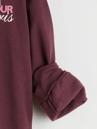 LCW Kids Mürdüm Bisiklet Yaka Baskılı Kalın Kız Çocuk Sweatshirt