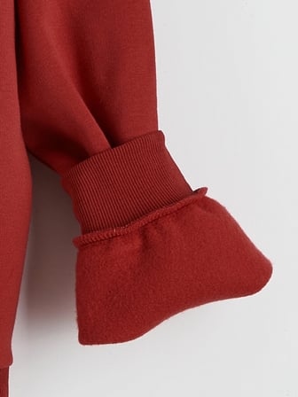 LCW Kids Kırmızı Bisiklet Yaka Taşlı Kız Çocuk Kalın Sweatshirt