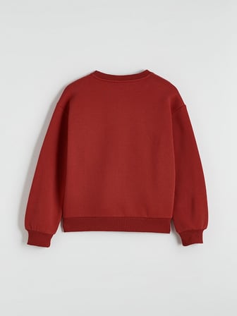 LCW Kids Kırmızı Bisiklet Yaka Taşlı Kız Çocuk Kalın Sweatshirt