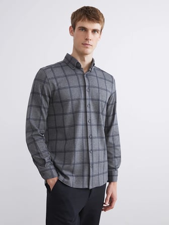 SOUTHBLUE Gri Regular Fit Uzun Kollu Ekose Erkek Oduncu Gömlek