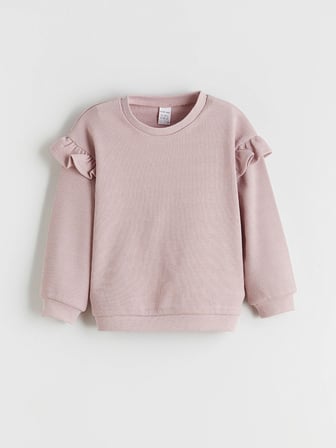 LCW baby Pembe Bisiklet Yaka Basic Kız Çocuk Sweatshirt ve Tayt