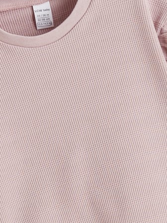 LCW baby Pembe Bisiklet Yaka Basic Kız Çocuk Sweatshirt ve Tayt