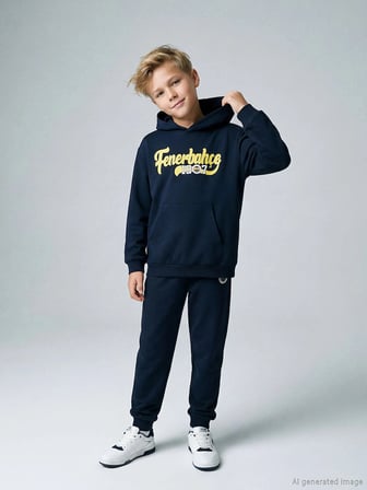 LCW Kids Lacivert Fenerbahçe Baskılı Erkek Çocuk Eşofman Takımı
