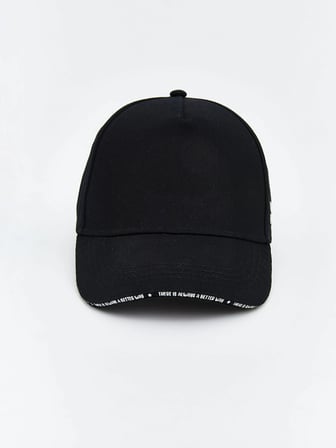 LCW ACCESSORIES Siyah Yazı Baskılı Kız Çocuk Kep Şapka