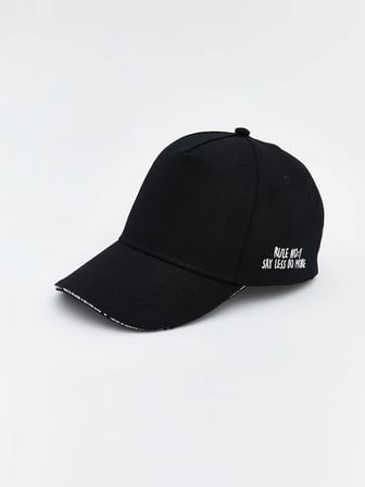 LCW ACCESSORIES Siyah Yazı Baskılı Kız Çocuk Kep Şapka