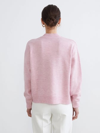 LCW Comfort Pembe Dik Yaka Boncuk İşlemeli Kadın Triko Kazak