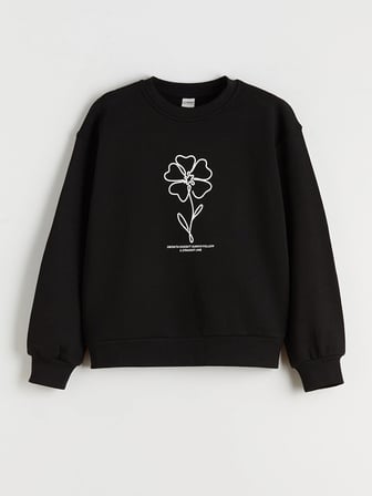 LCW Kids Ekru Bisiklet Yaka Çiçekli Kız Çocuk Sweatshirt 2'li