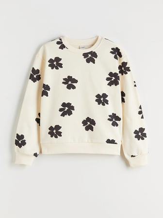 LCW Kids Ekru Bisiklet Yaka Çiçekli Kız Çocuk Sweatshirt 2'li