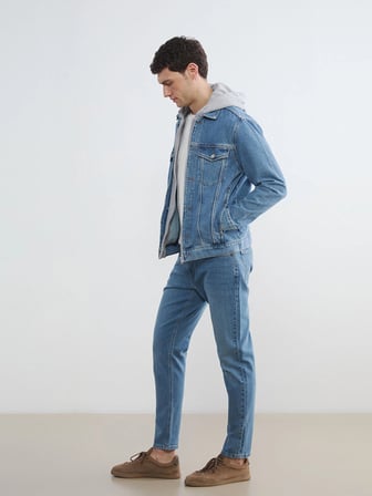 LCW Jeans İndigo Standart Kalıp Kapüşonlu Erkek Jean Mont