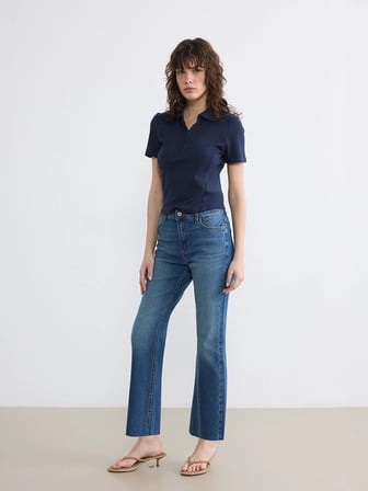 LCW Jeans İndigo Crop Flare Kadın Jean Pantolon