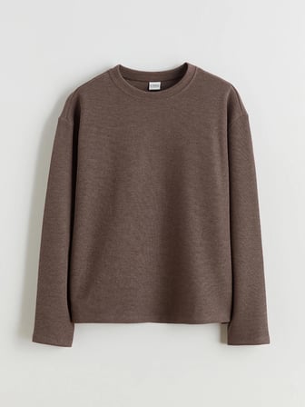 LCW Kids Kahverengi Bisiklet Yaka Kız Çocuk Sweatshirt