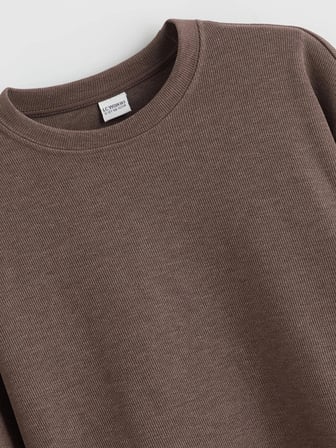 LCW Kids Kahverengi Bisiklet Yaka Kız Çocuk Sweatshirt