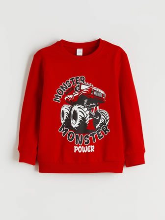 LCW Kids Kırmızı Bisiklet Yaka Erkek Çocuk Sweatshirt