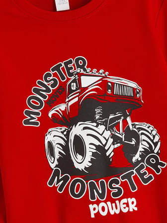 LCW Kids Kırmızı Bisiklet Yaka Erkek Çocuk Sweatshirt