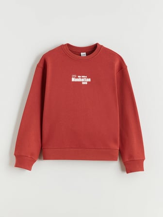 LCW Kids Kırmızı Bisiklet Yaka Baskılı Kız Çocuk Kalın Sweatshirt