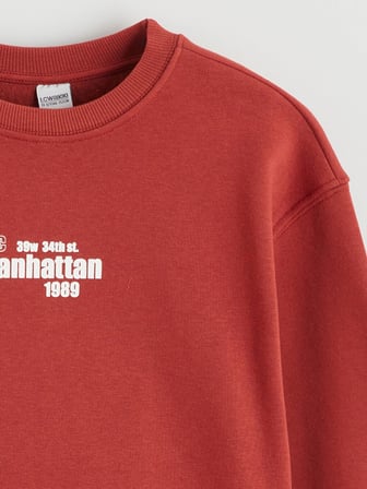 LCW Kids Kırmızı Bisiklet Yaka Baskılı Kız Çocuk Kalın Sweatshirt