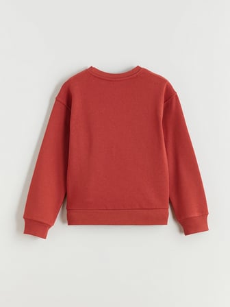 LCW Kids Kırmızı Bisiklet Yaka Baskılı Kız Çocuk Kalın Sweatshirt