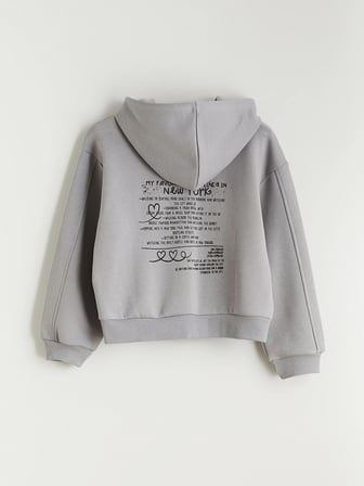 LCW Kids Gri Kapüşonlu Kız Çocuk Fermuarlı Sweatshirt
