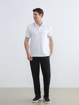 LCWAIKIKI Classic Beyaz Polo Yaka Erkek Dokulu Tişört