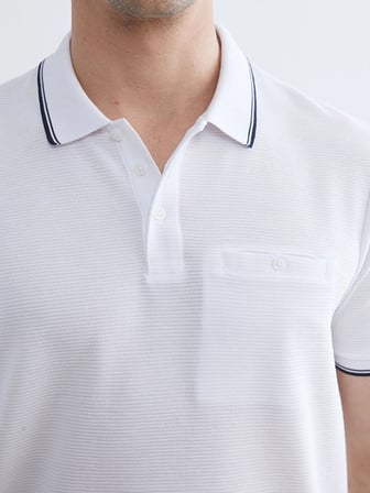 LCWAIKIKI Classic Beyaz Polo Yaka Erkek Dokulu Tişört